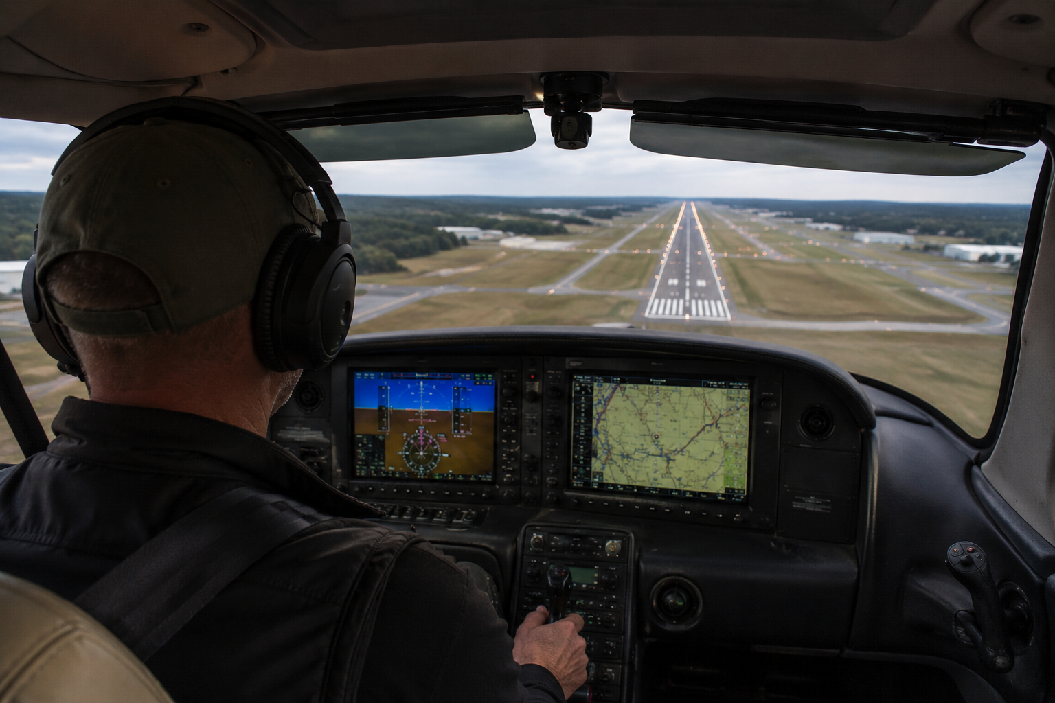 Pilot on final approach
